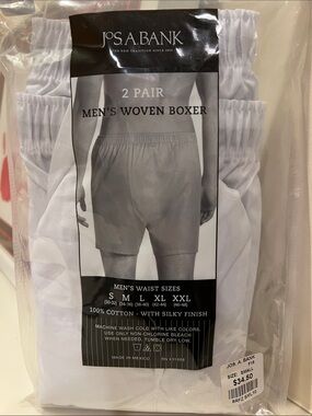 NWT- Jos. A. Bank White Men's Woven Boxer 2-Pack